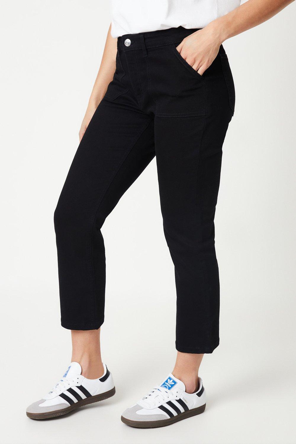 Women’s Petite Pocket Detail Mid Rise Slim Leg Jeans - true black - 6